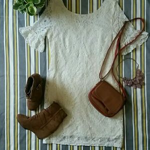 Ivory lace shift dress